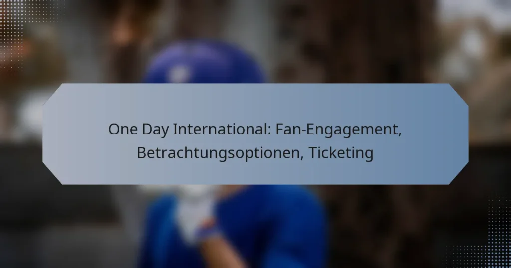 One Day International: Fan-Engagement, Betrachtungsoptionen, Ticketing