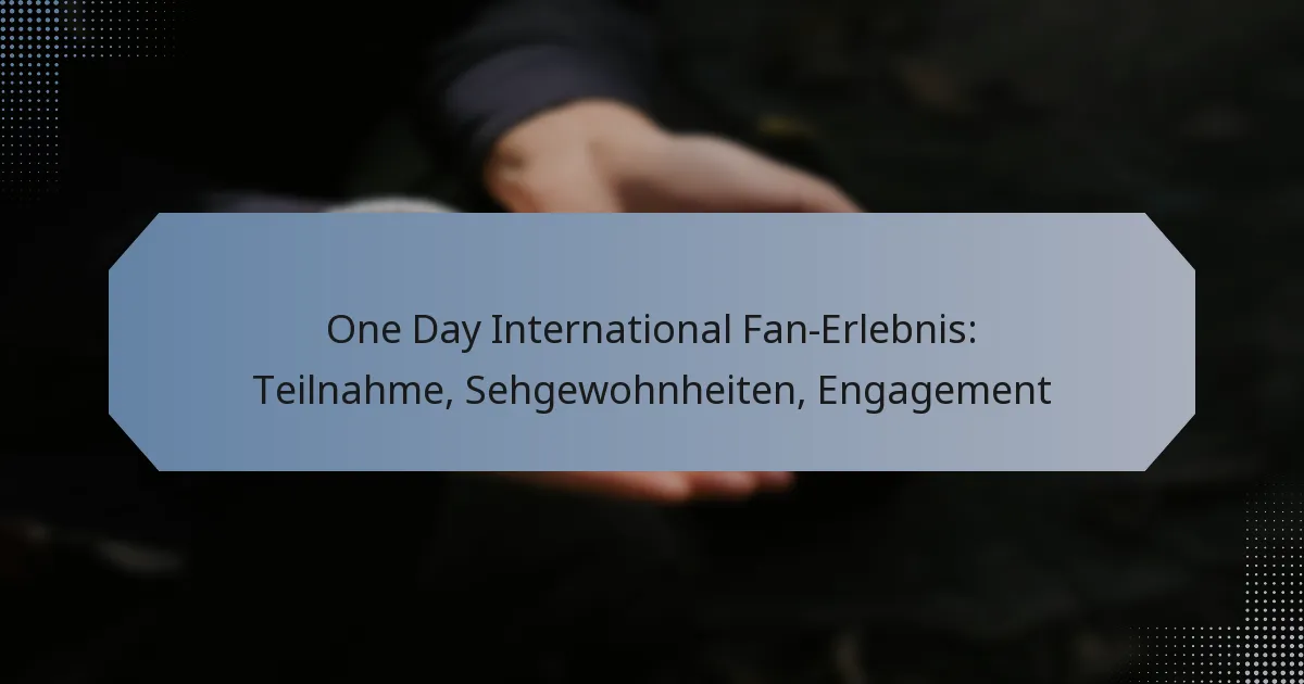 One Day International Fan-Erlebnis: Teilnahme, Sehgewohnheiten, Engagement
