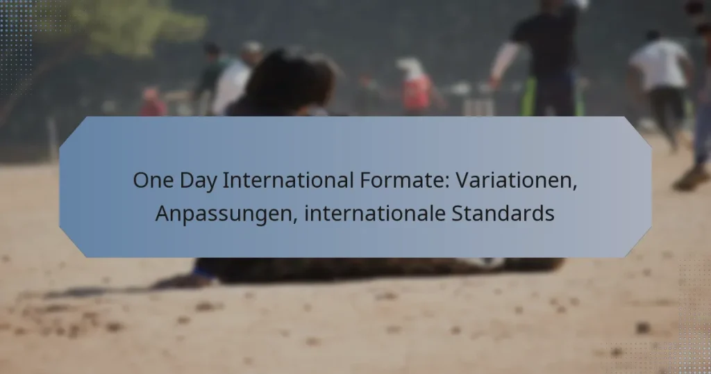 One Day International Formate: Variationen, Anpassungen, internationale Standards