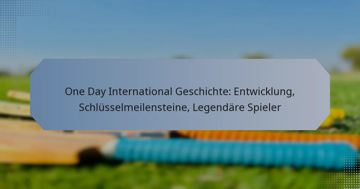 One Day International Geschichte: Entwicklung, Schlüsselmeilensteine, Legendäre Spieler