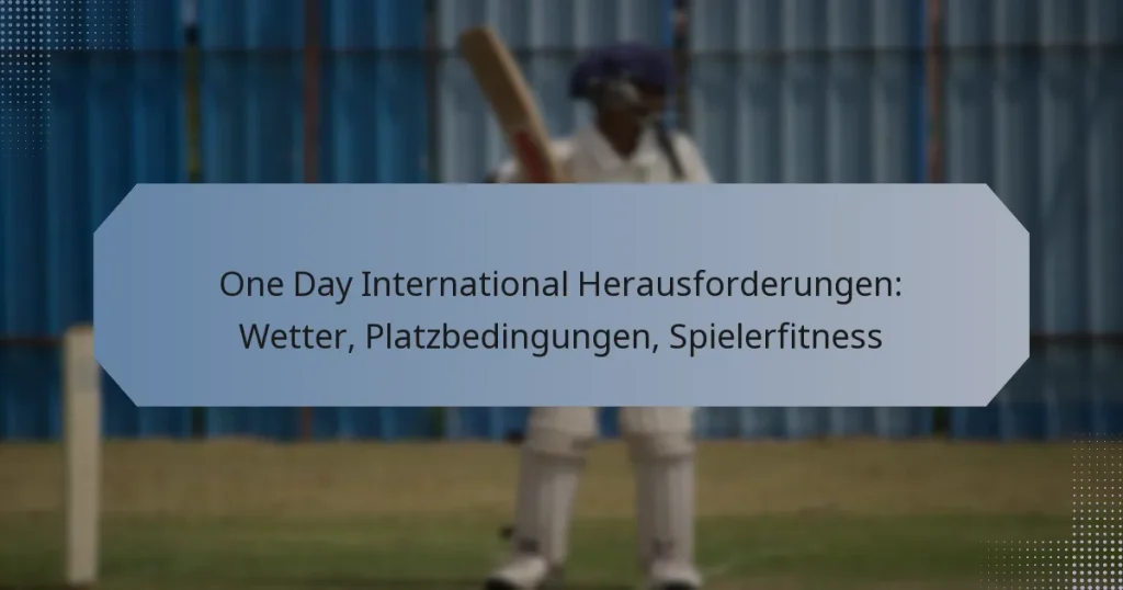 One Day International Herausforderungen: Wetter, Platzbedingungen, Spielerfitness