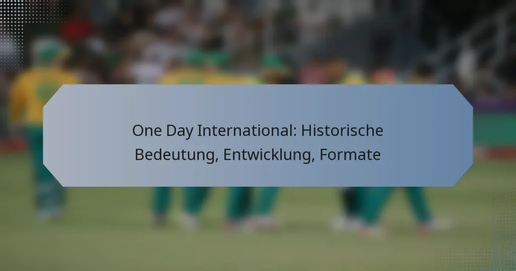 One Day International: Historische Bedeutung, Entwicklung, Formate