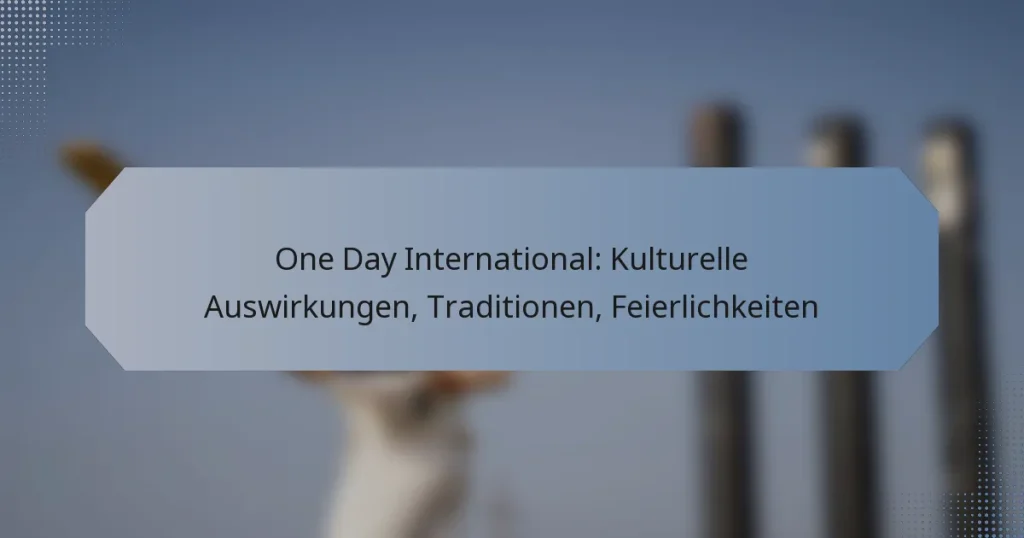 One Day International: Kulturelle Auswirkungen, Traditionen, Feierlichkeiten