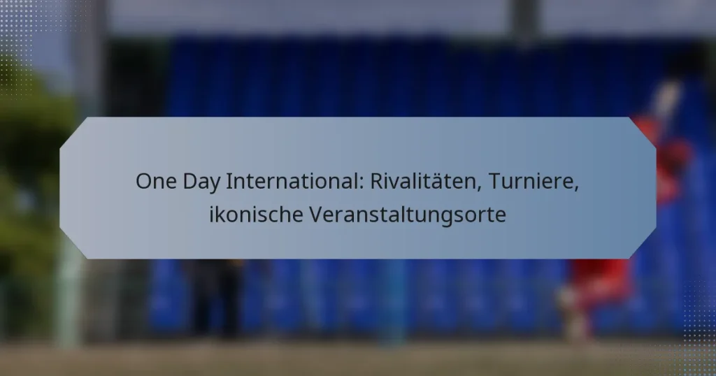 One Day International: Rivalitäten, Turniere, ikonische Veranstaltungsorte