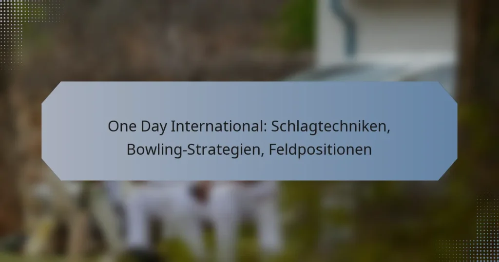 One Day International: Schlagtechniken, Bowling-Strategien, Feldpositionen