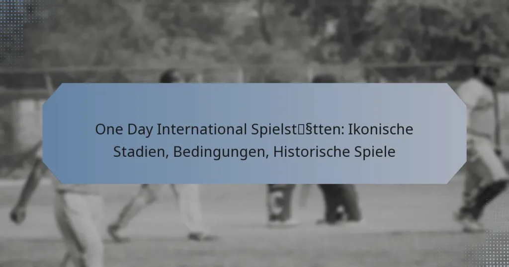 One Day International Spielstätten: Ikonische Stadien, Bedingungen, Historische Spiele