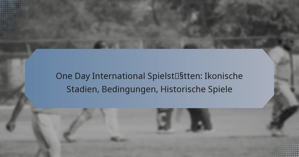 One Day International Spielstätten: Ikonische Stadien, Bedingungen, Historische Spiele