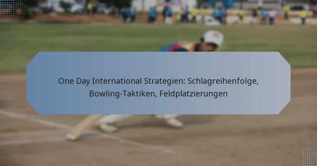 One Day International Strategien: Schlagreihenfolge, Bowling-Taktiken, Feldplatzierungen