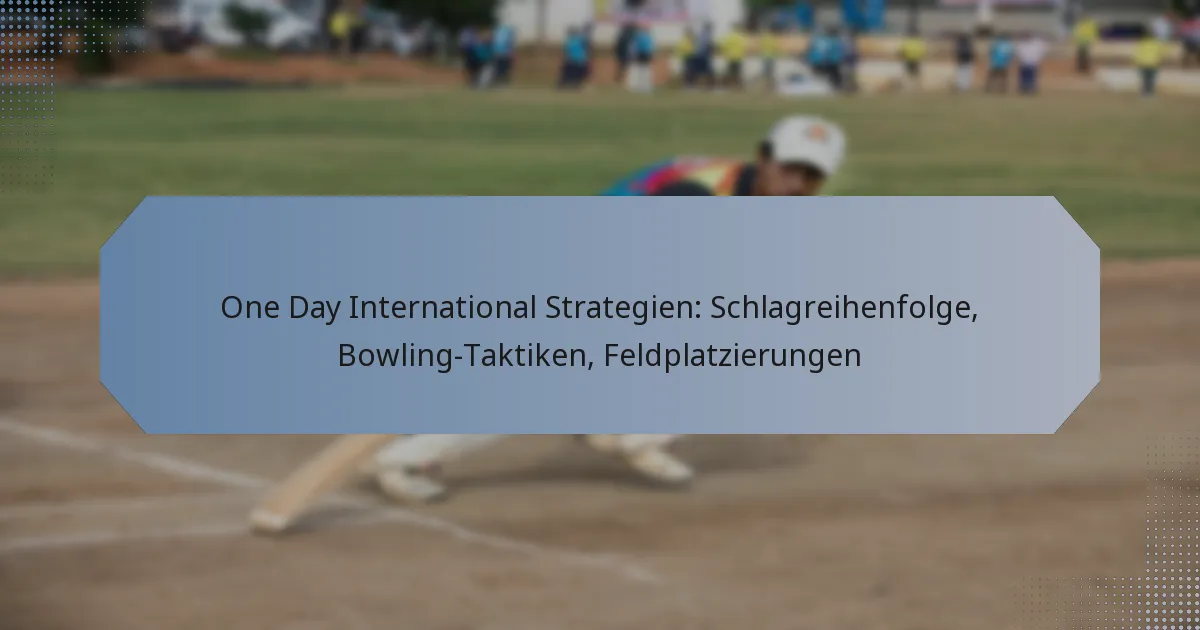 One Day International Strategien: Schlagreihenfolge, Bowling-Taktiken, Feldplatzierungen