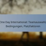 One Day International: Teamauswahl, Bedingungen, Platzfaktoren