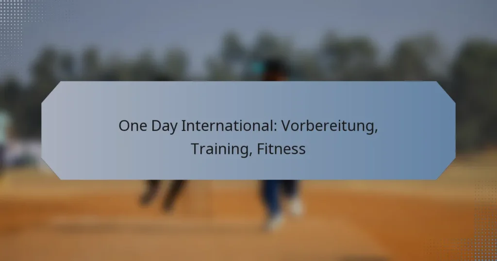 One Day International: Vorbereitung, Training, Fitness