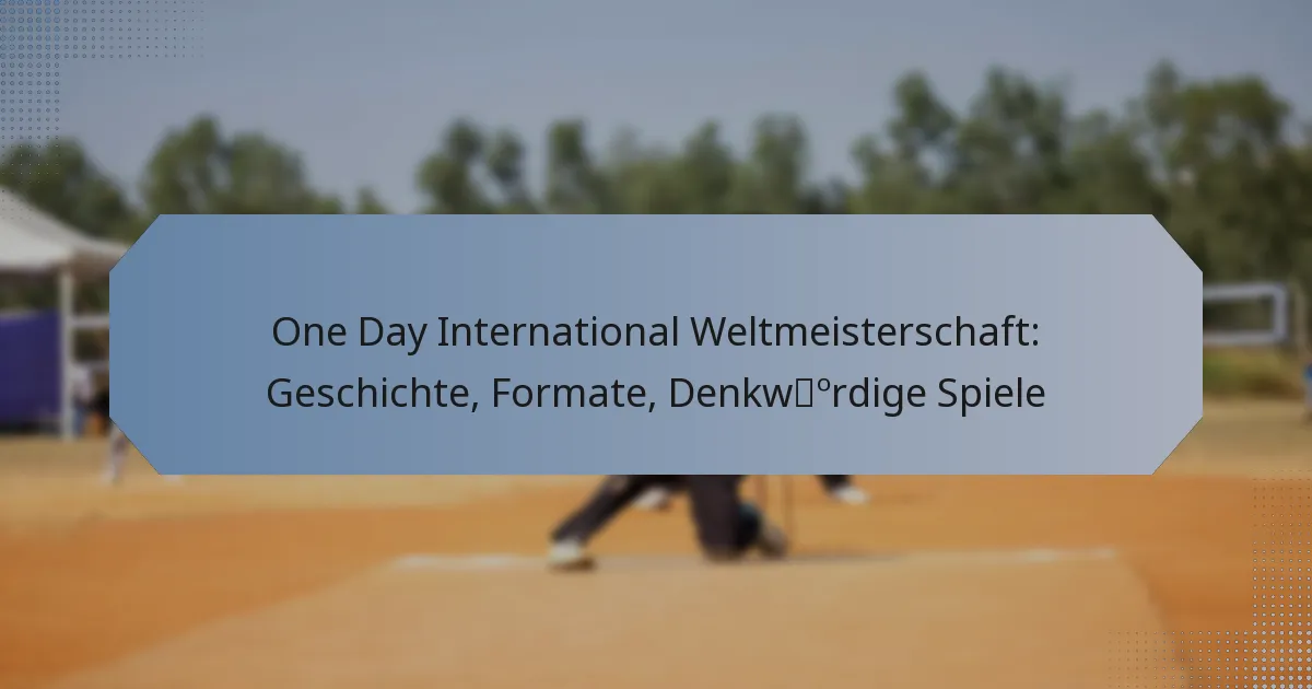 One Day International Weltmeisterschaft: Geschichte, Formate, Denkwürdige Spiele