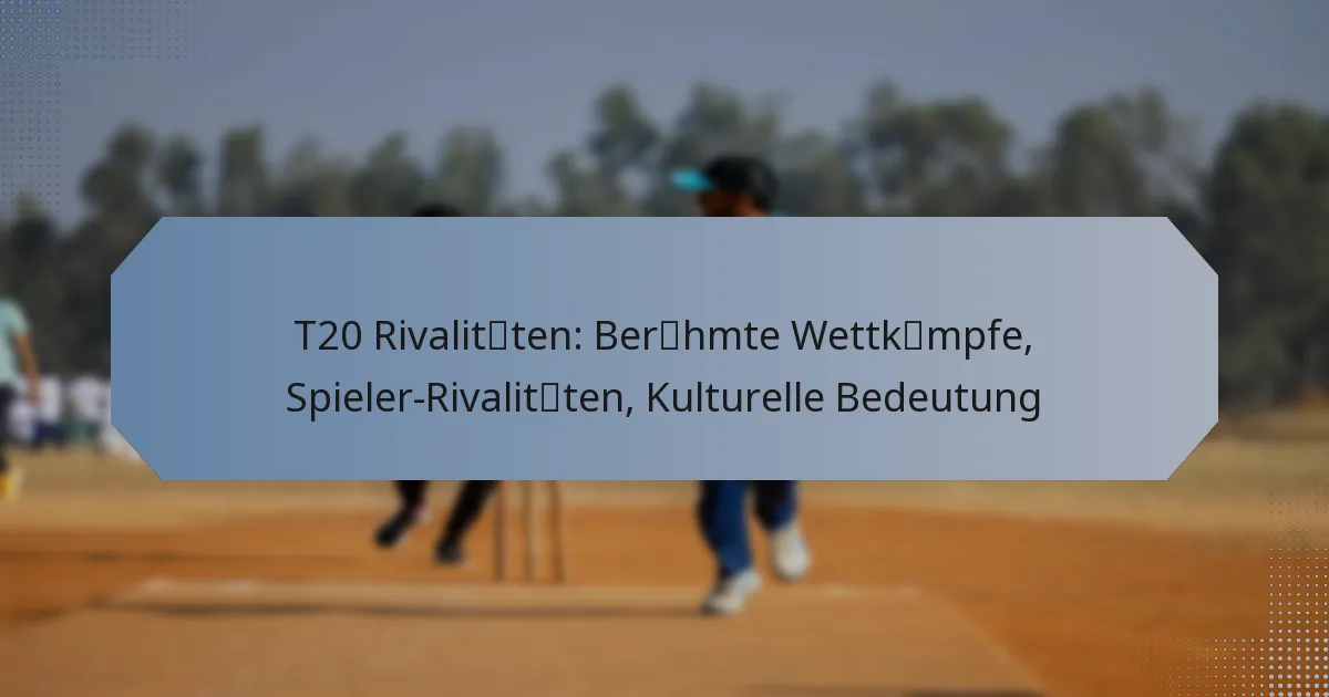 T20 Rivalitäten: Berühmte Wettkämpfe, Spieler-Rivalitäten, Kulturelle Bedeutung