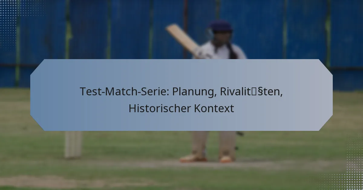 Test-Match-Serie: Planung, Rivalitäten, Historischer Kontext