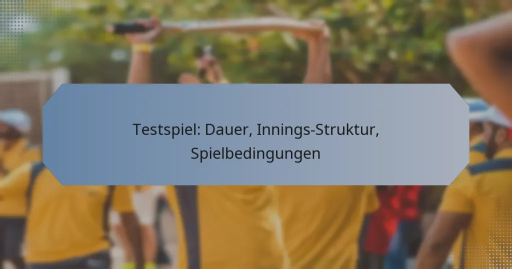 Testspiel: Dauer, Innings-Struktur, Spielbedingungen