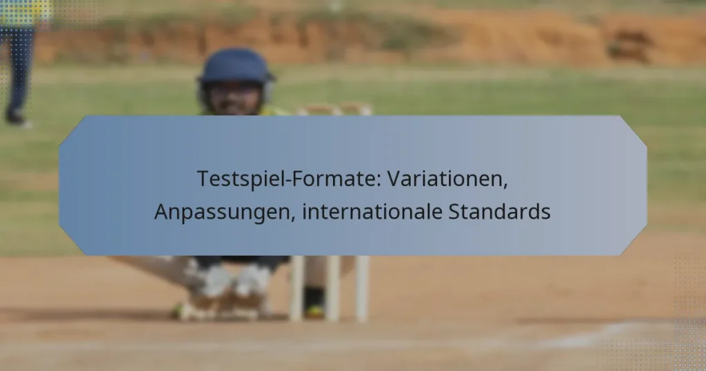 Testspiel-Formate: Variationen, Anpassungen, internationale Standards