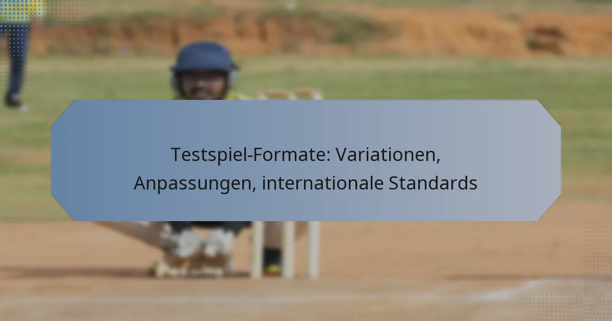 Testspiel-Formate: Variationen, Anpassungen, internationale Standards