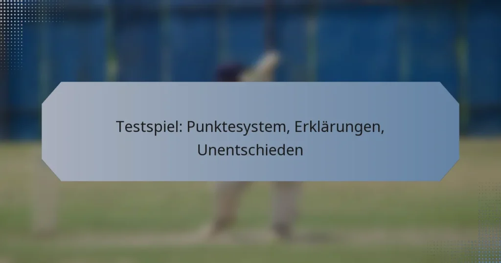 Testspiel: Punktesystem, Erklärungen, Unentschieden