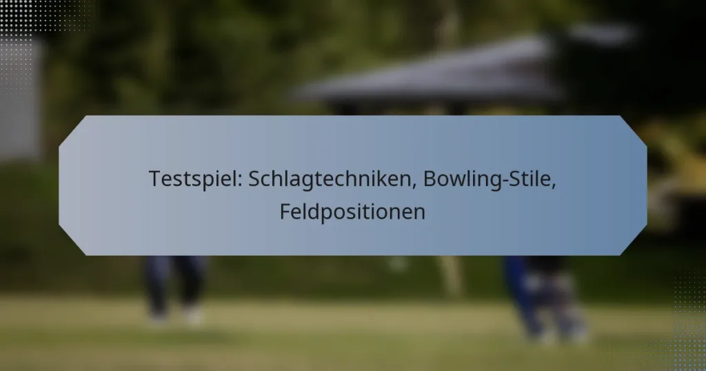 Testspiel: Schlagtechniken, Bowling-Stile, Feldpositionen