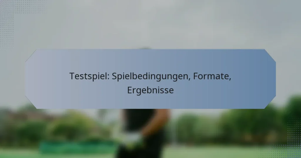 Testspiel: Spielbedingungen, Formate, Ergebnisse