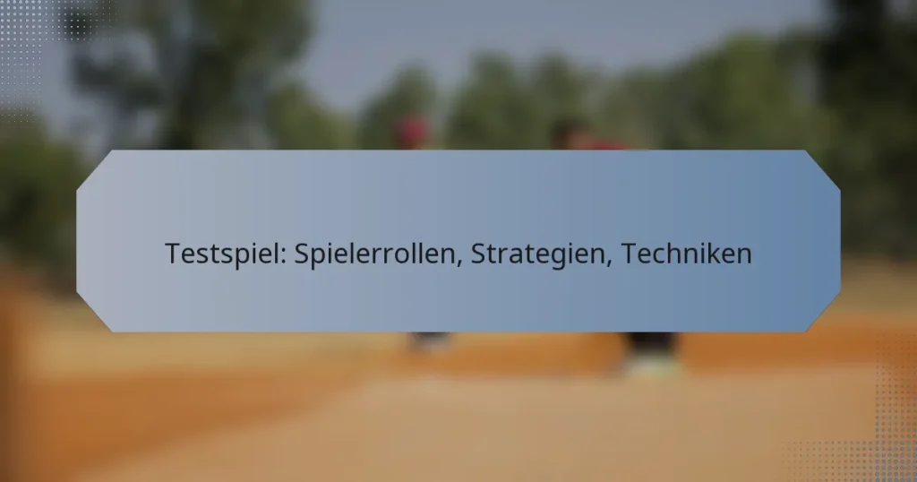 Testspiel: Spielerrollen, Strategien, Techniken