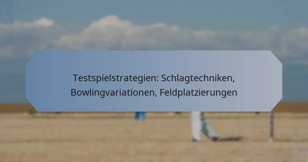 Testspielstrategien: Schlagtechniken, Bowlingvariationen, Feldplatzierungen