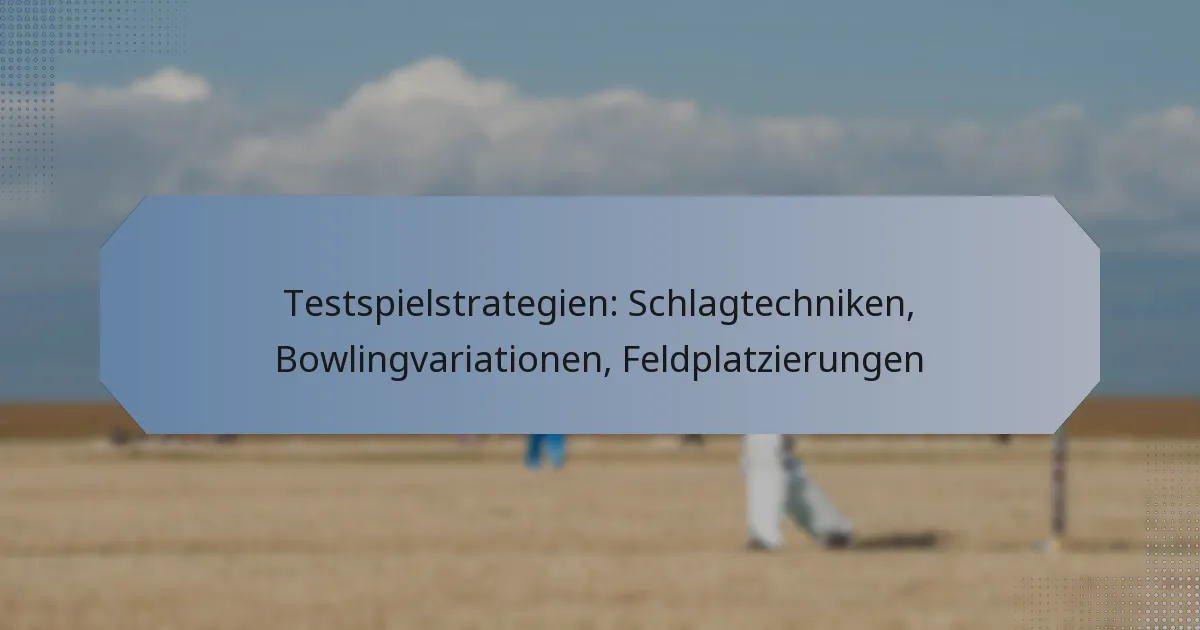 Testspielstrategien: Schlagtechniken, Bowlingvariationen, Feldplatzierungen