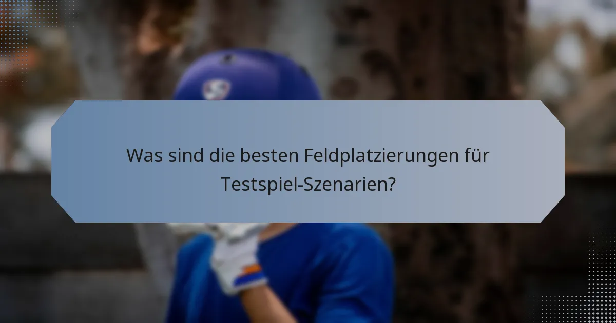 Was sind die besten Feldplatzierungen für Testspiel-Szenarien?