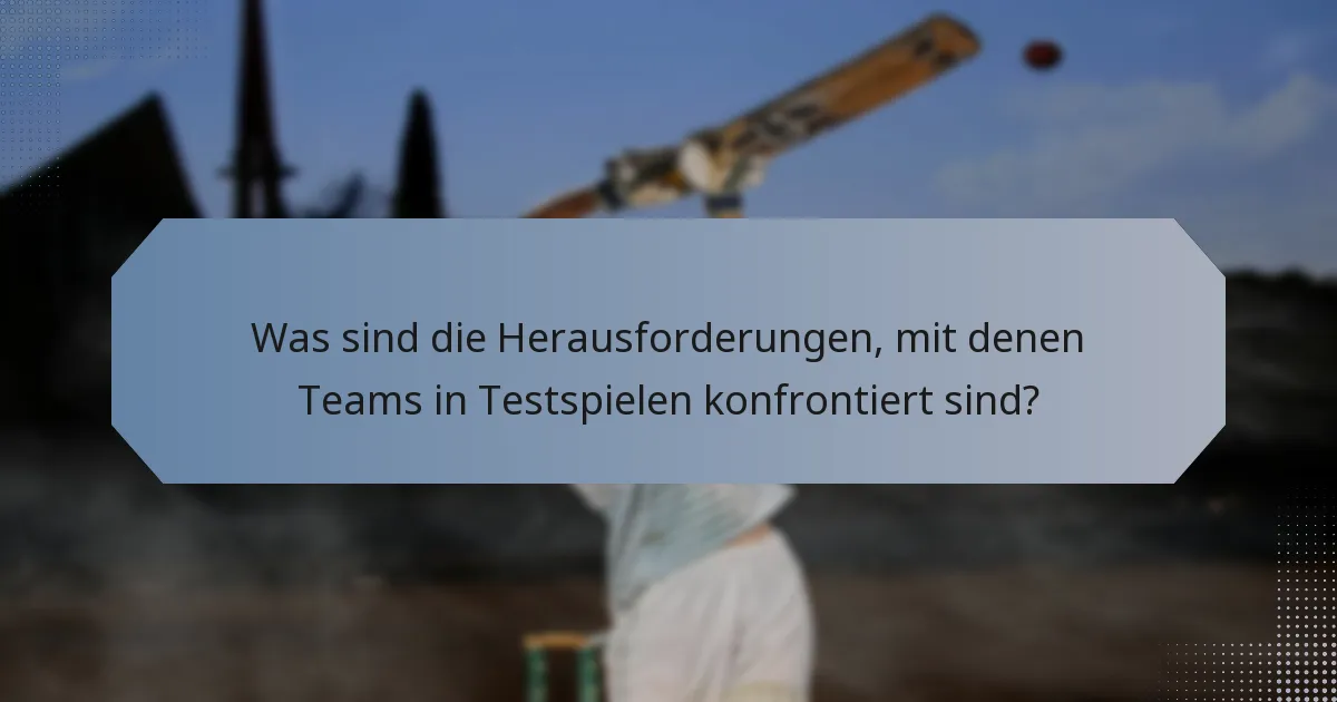 Was sind die Herausforderungen, mit denen Teams in Testspielen konfrontiert sind?