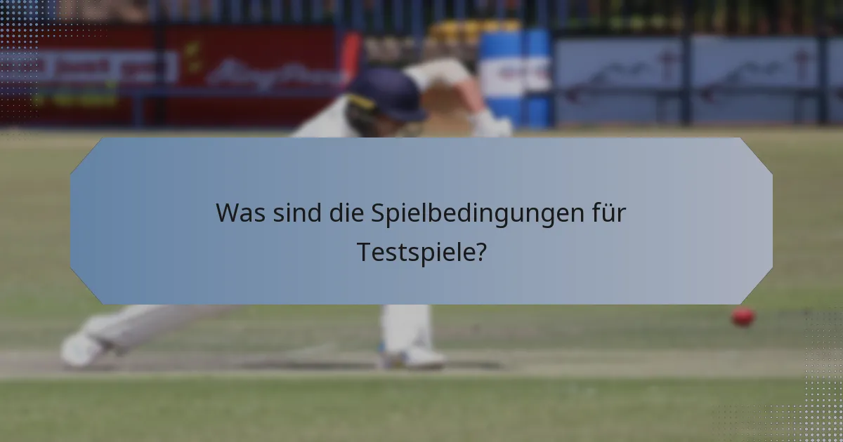 Was sind die Spielbedingungen für Testspiele?