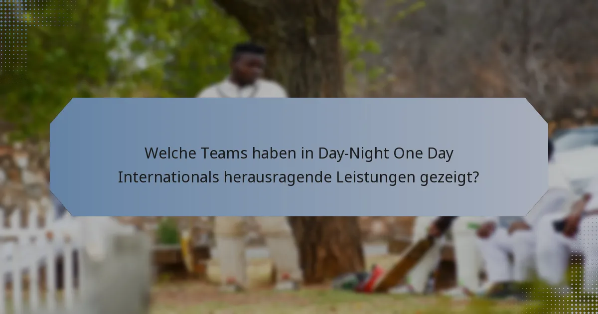 Welche Teams haben in Day-Night One Day Internationals herausragende Leistungen gezeigt?