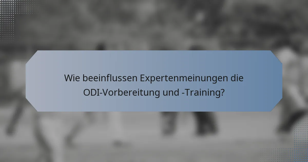 Wie beeinflussen Expertenmeinungen die ODI-Vorbereitung und -Training?
