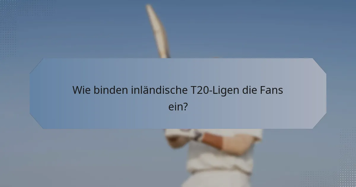 Wie binden inländische T20-Ligen die Fans ein?