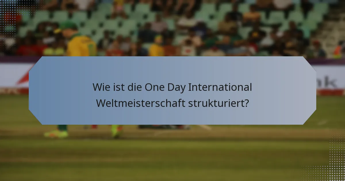 Wie ist die One Day International Weltmeisterschaft strukturiert?