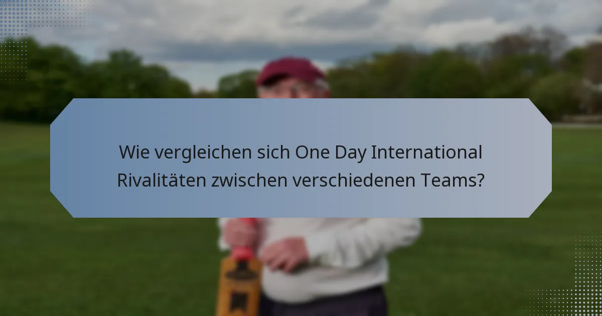 Wie vergleichen sich One Day International Rivalitäten zwischen verschiedenen Teams?