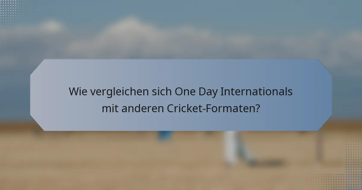 Wie vergleichen sich One Day Internationals mit anderen Cricket-Formaten?
