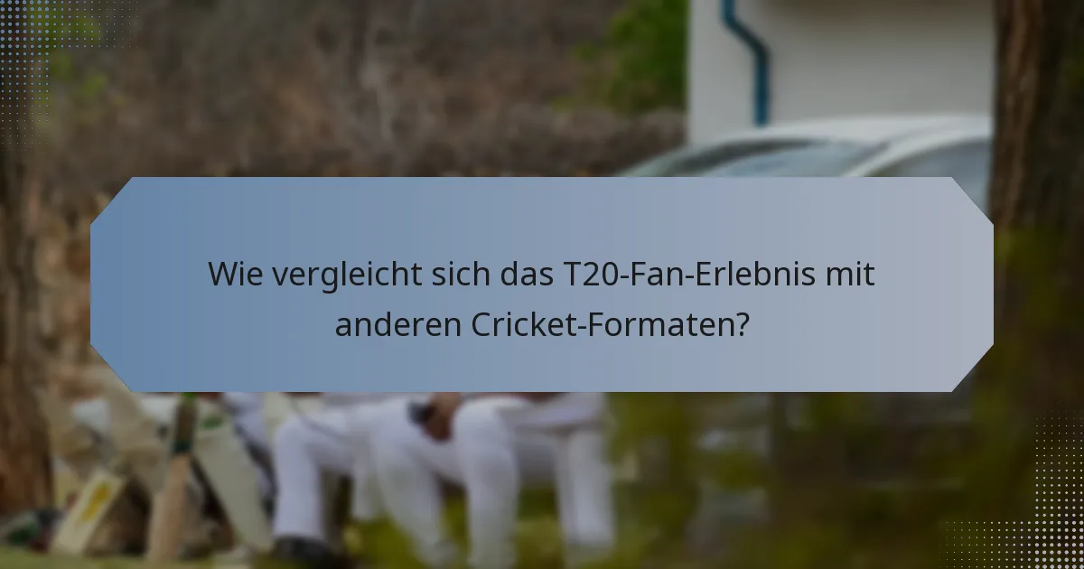 Wie vergleicht sich das T20-Fan-Erlebnis mit anderen Cricket-Formaten?